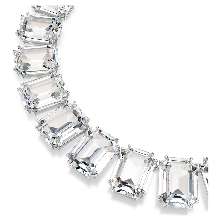 swarovski millenia tennis necklace  octagon cut  white  rhodium plated