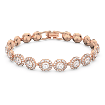 swarovski una angelic tennis bracelet round cut pav medium white rose gold tone plated