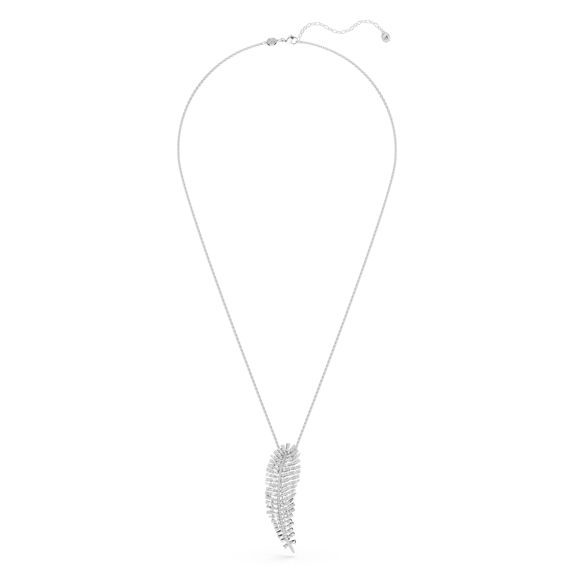 swarovski vienna pendant and brooch  mixed cuts  feather  white  rhodium plated