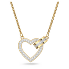 Lovely necklace, Heart, White, Gold-tone plated