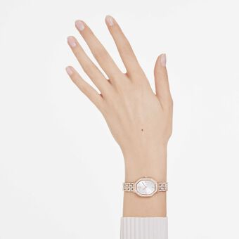 swarovski dextera octagon watch  swiss made  metal bracelet  gold tone  rose gold tone finish