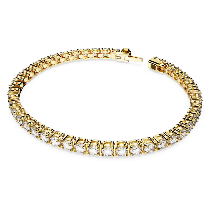 swarovski matrix tennis bracelet  round cut  white  gold tone plated