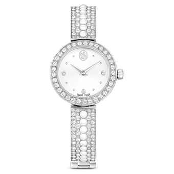 swarovski matrix pearl bangle watch  swiss made  crystal bracelet  white  stainless steel