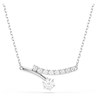 swarovski matrix necklace  round cut  white  rhodium plated