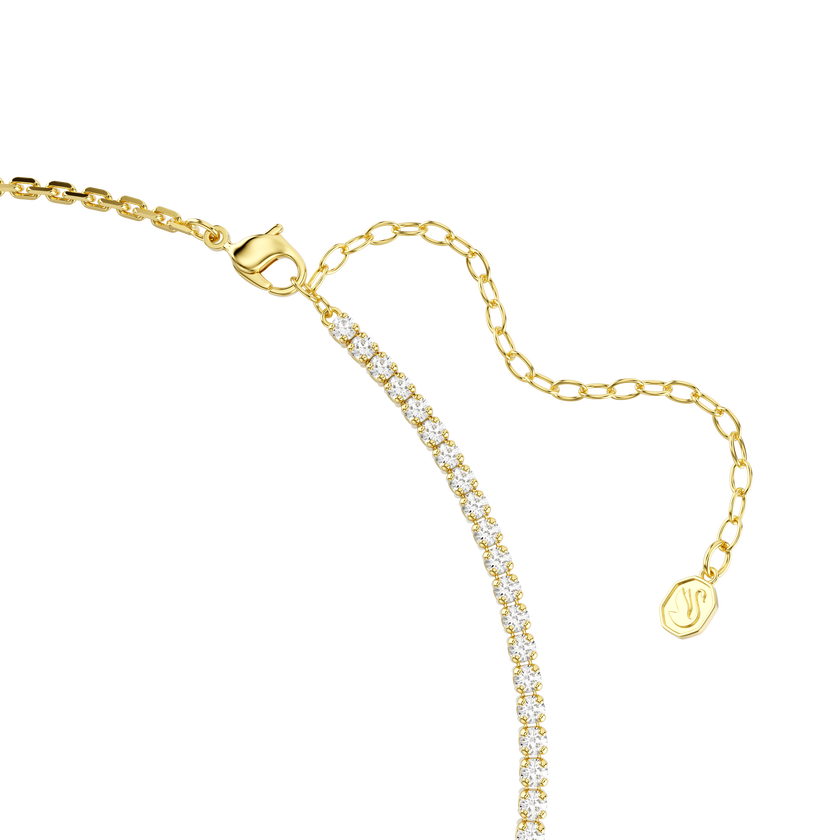 swarovski matrix necklace  round cut  white  18k gold finish