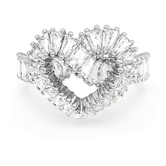 swarovski matrix cocktail ring mixed cuts heart white rhodium plated