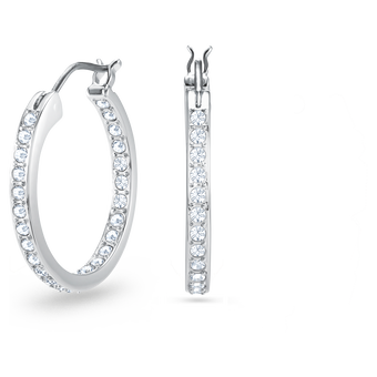 swarovski sommerset hoop earrings  white  rhodium plated