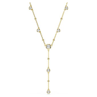 swarovski imber y necklace  round cut  scattered design  white  gold tone plated