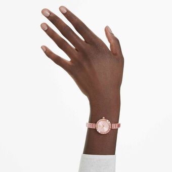 swarovski matrix bangle watch  swiss made  crystal bracelet  pink  rose gold tone finish