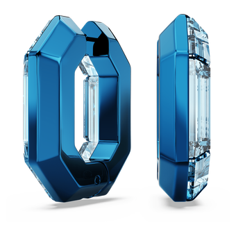 swarovski lucent hoop earrings  octagon shape  small  blue