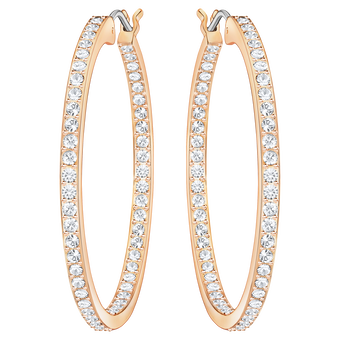 swarovski sommerset hoop earrings  white  rose gold tone plated