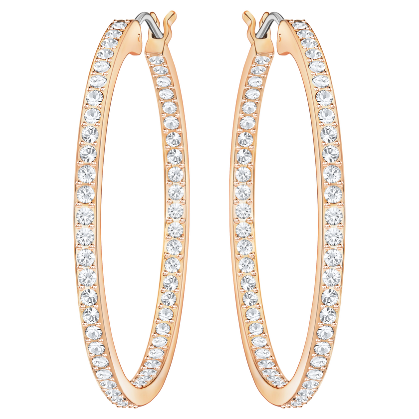 swarovski sommerset hoop earrings  white  rose gold tone plated