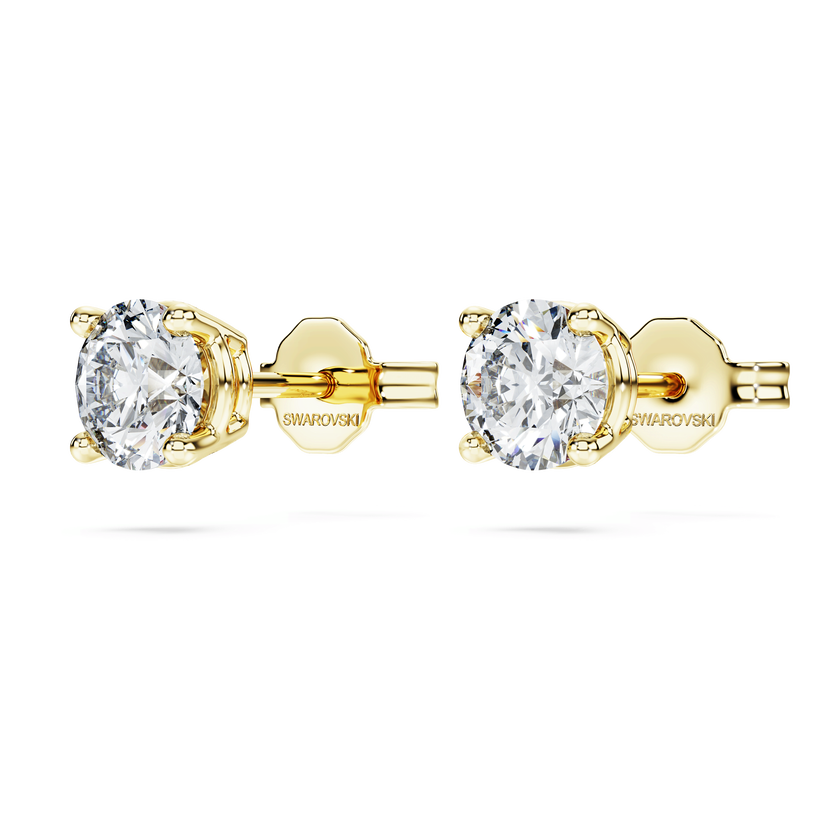 swarovski eternity solitaire stud earrings  lab grown diamonds 1 ct tw  round shape  18k yellow gold