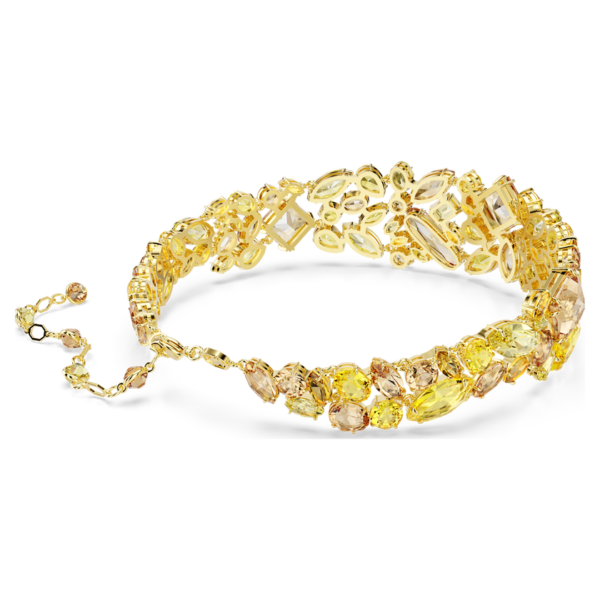 swarovski gema choker  mixed cuts  yellow  gold tone plated
