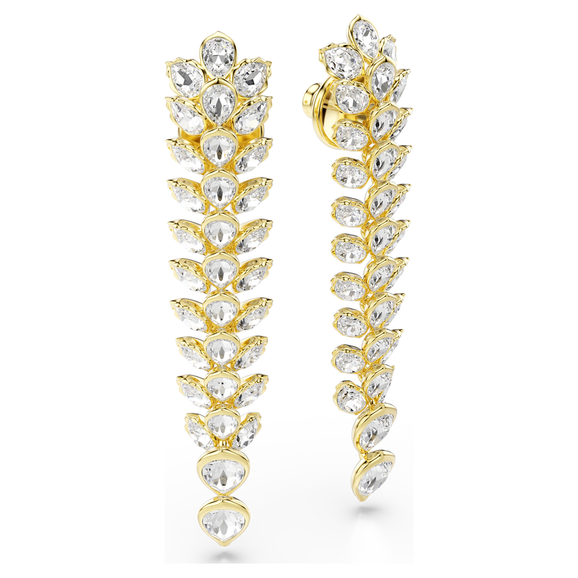 swarovski idyllia drop earrings  mixed cuts  long  white  gold tone plated