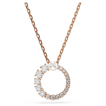 swarovski matrix pendant crystal pearl round cut white rose gold tone plated