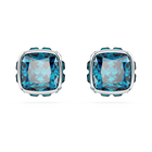 swarovski birthstone stud earrings square cut december blue rhodium plated