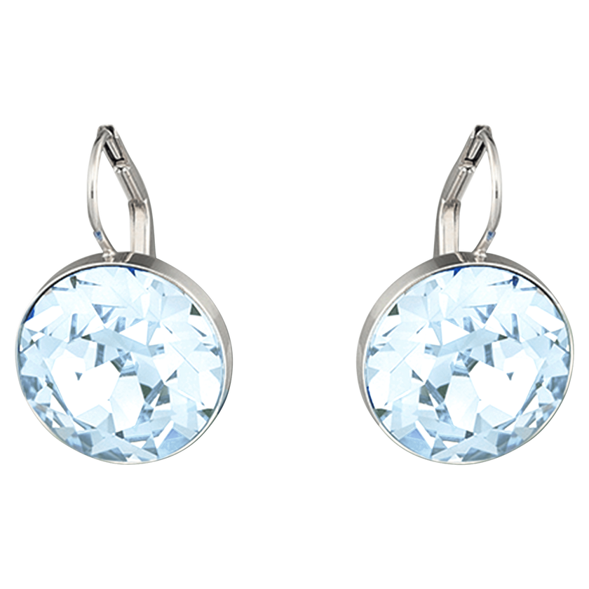 swarovski bella drop earrings  blue  rhodium plated
