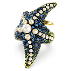 swarovski idyllia cocktail ring crystal pearls starfish multicolored gold tone plated