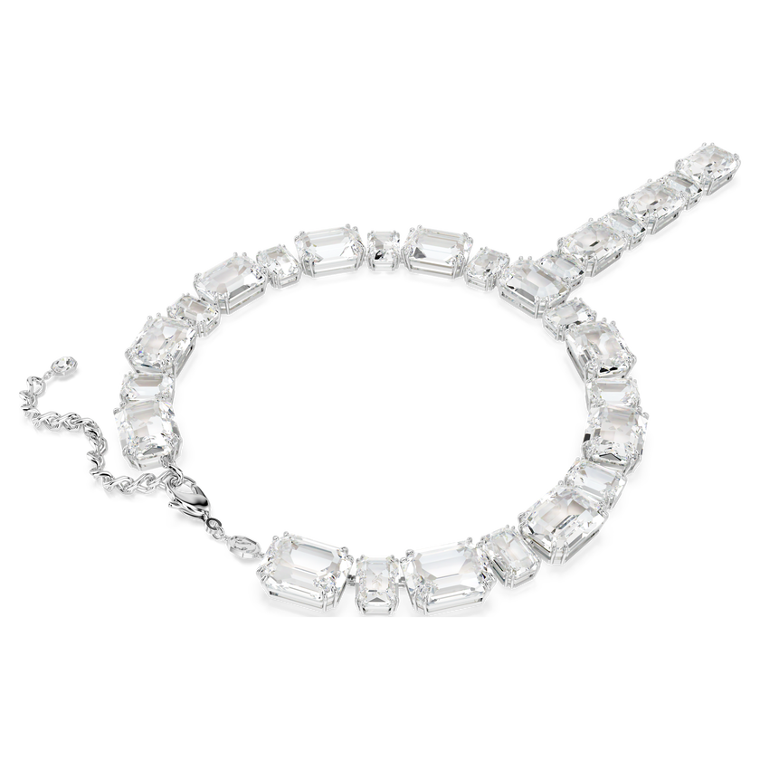 swarovski millenia y necklace  octagon cut  white  rhodium plated