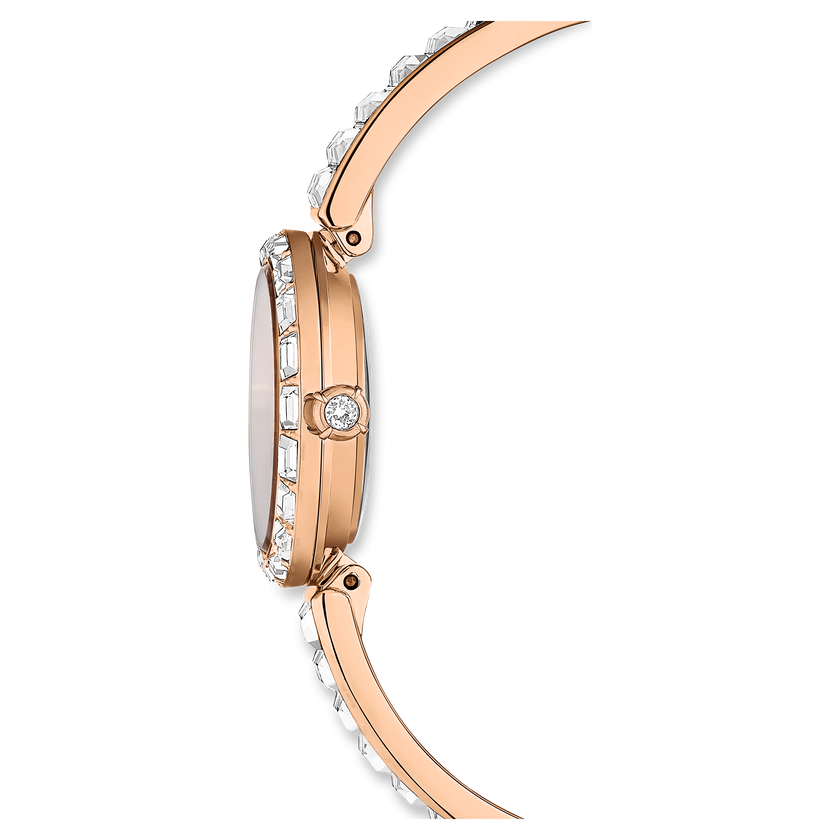 swarovski matrix bangle watch  swiss made  crystal bracelet  white  rose gold tone finish