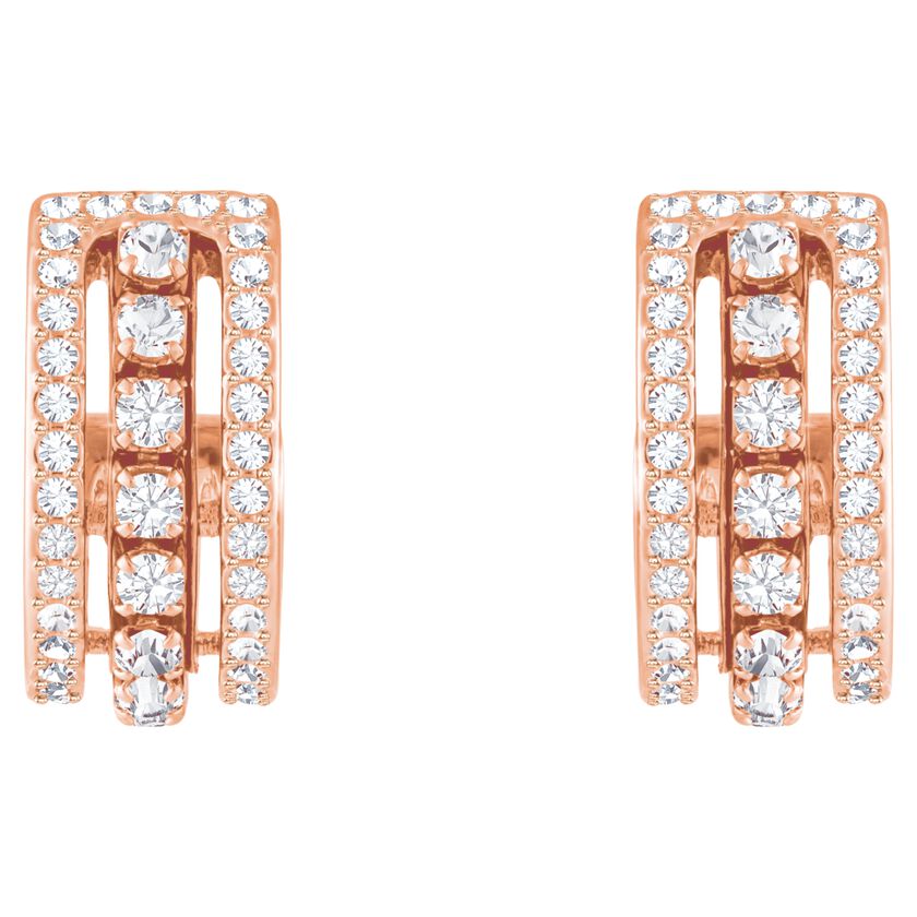 Further Pierced Earrings, White, Rose Gold Plating
