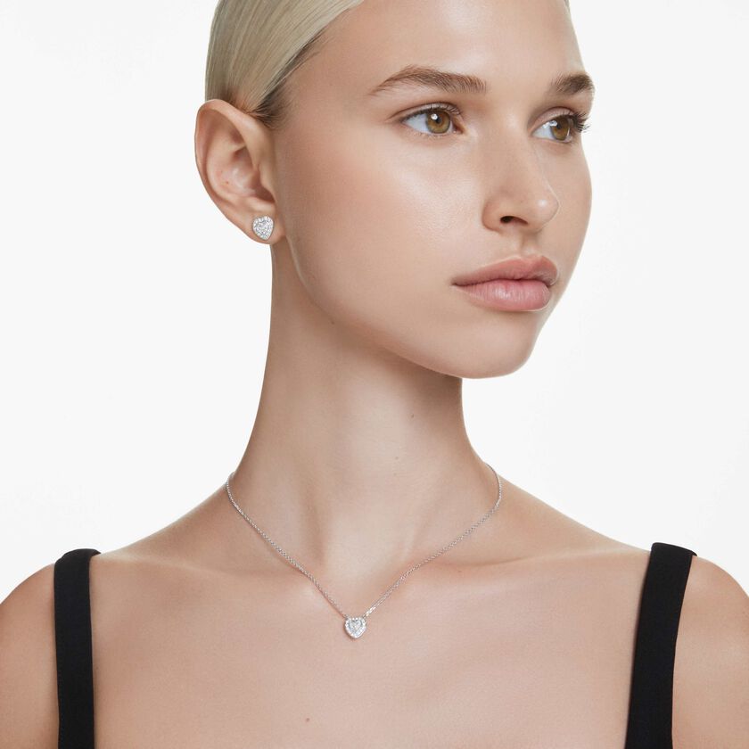 ariana grande x swarovski set  mixed cuts  heart  white  rhodium plated