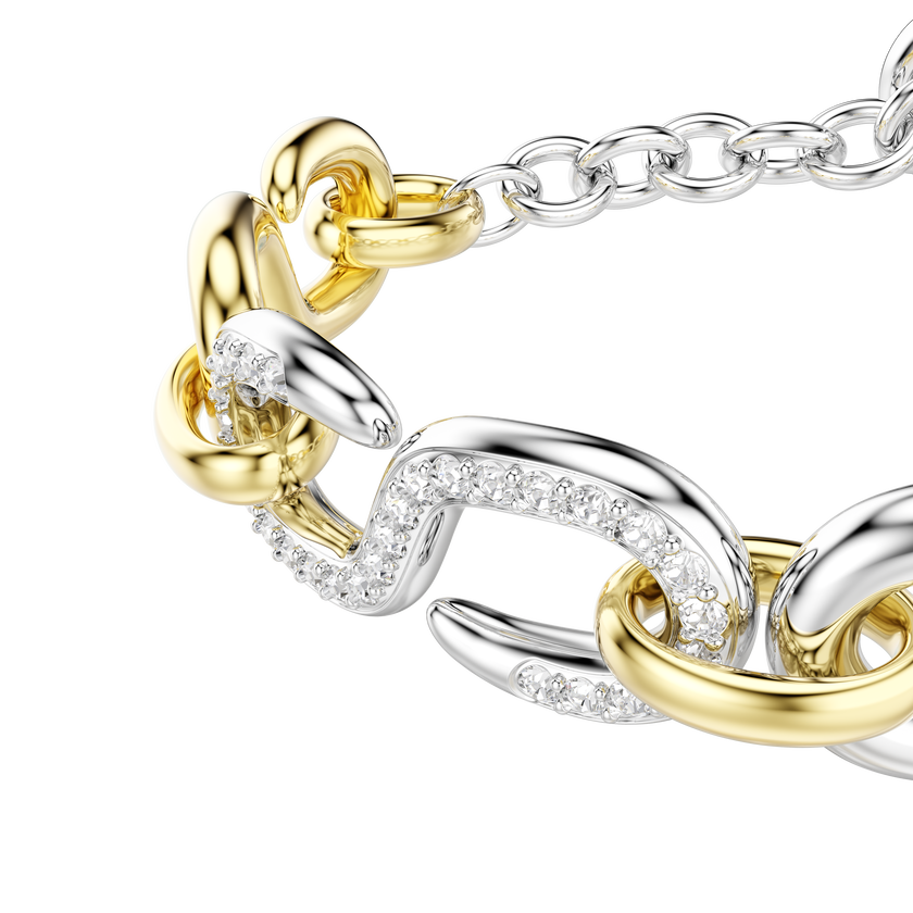 swarovski dextera bracelet  round cut  t bar  white  mixed metal finish