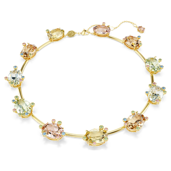 swarovski gema tennis necklace mixed cuts multicolored gold tone plated