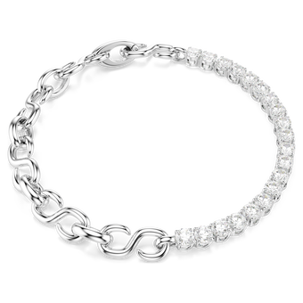 swarovski matrix bracelet  round cut  white  rhodium plated