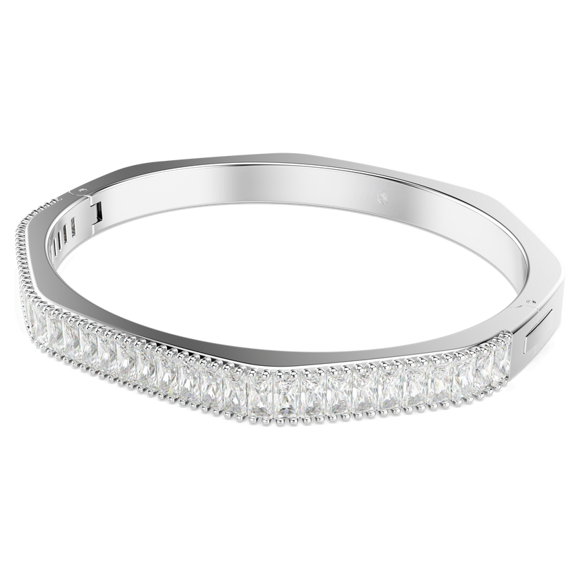 swarovski matrix bangle  baguette cut  white  rhodium plated