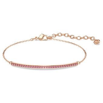 swarovski only bracelet  round cut  pink  18k rose gold finish