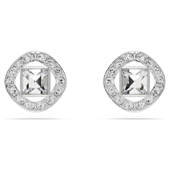 swarovski una angelic stud earrings  round cut  white  rhodium plated