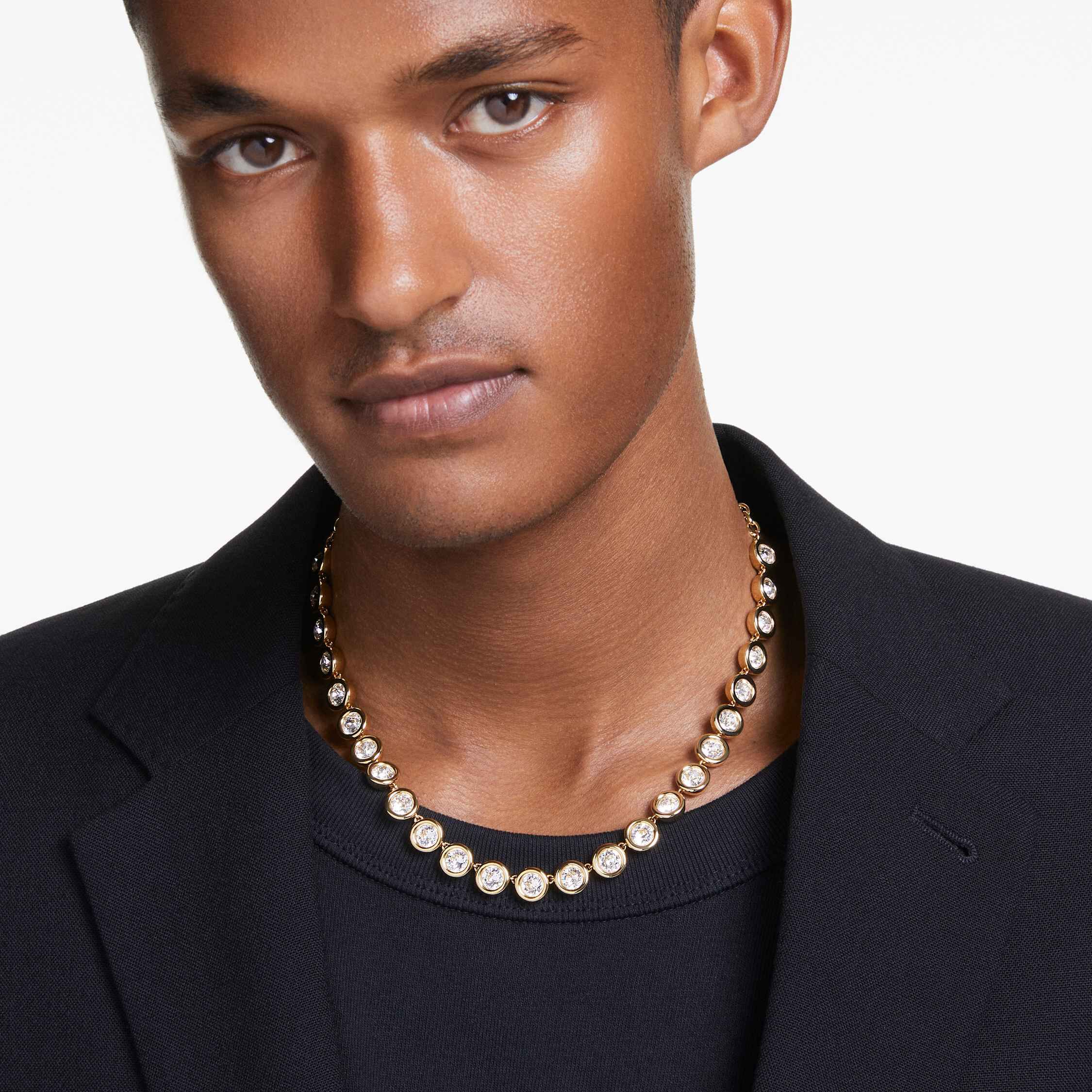 swarovski imber necklace  round cut  white  gold tone plated