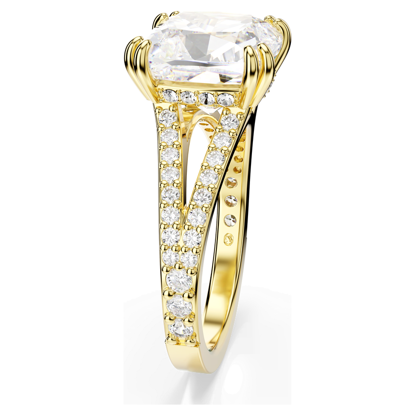 swarovski stilla cocktail ring  square cut  white  gold tone plated
