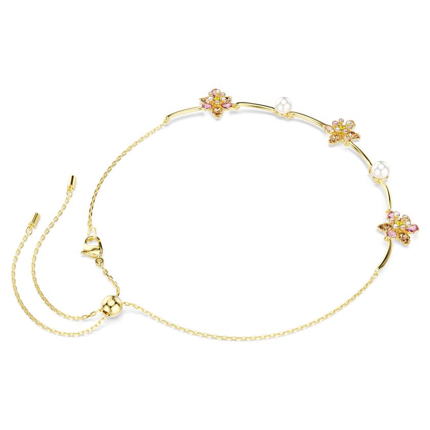 swarovski idyllia necklace  crystal pearl  mixed cuts  flower  multicolored  gold tone plated