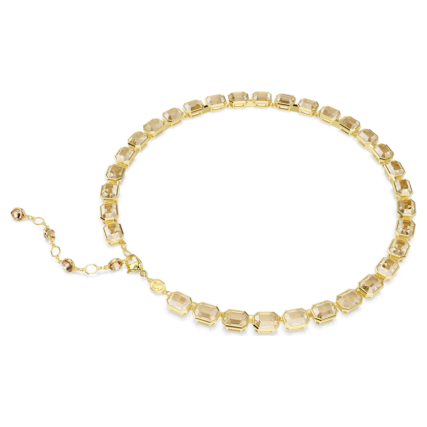 swarovski millenia tennis necklace  octagon cut  yellow  gold tone plated