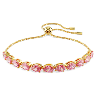 swarovski matrix bracelet  pear cut  pink  gold tone plated