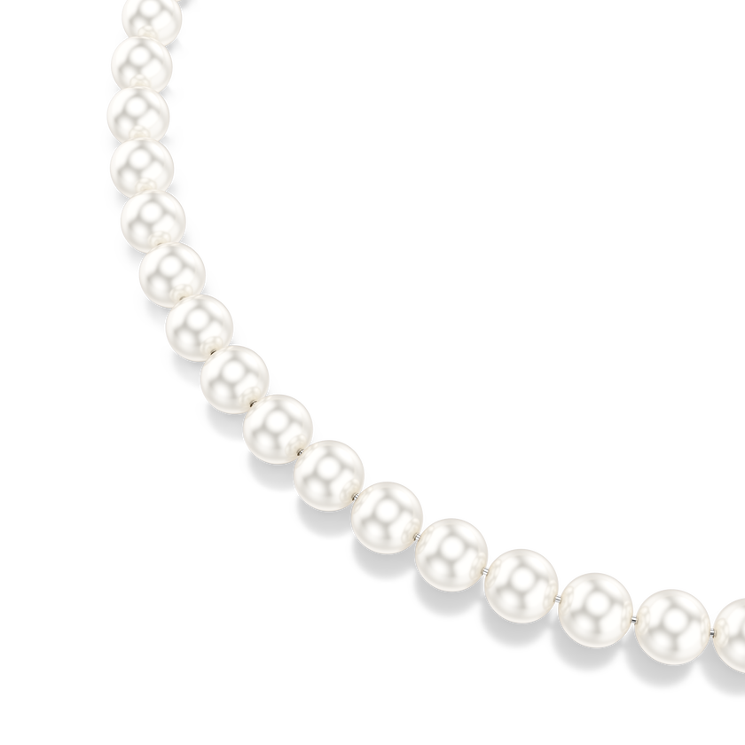 swarovski matrix necklace  crystal pearl  white  rhodium plated