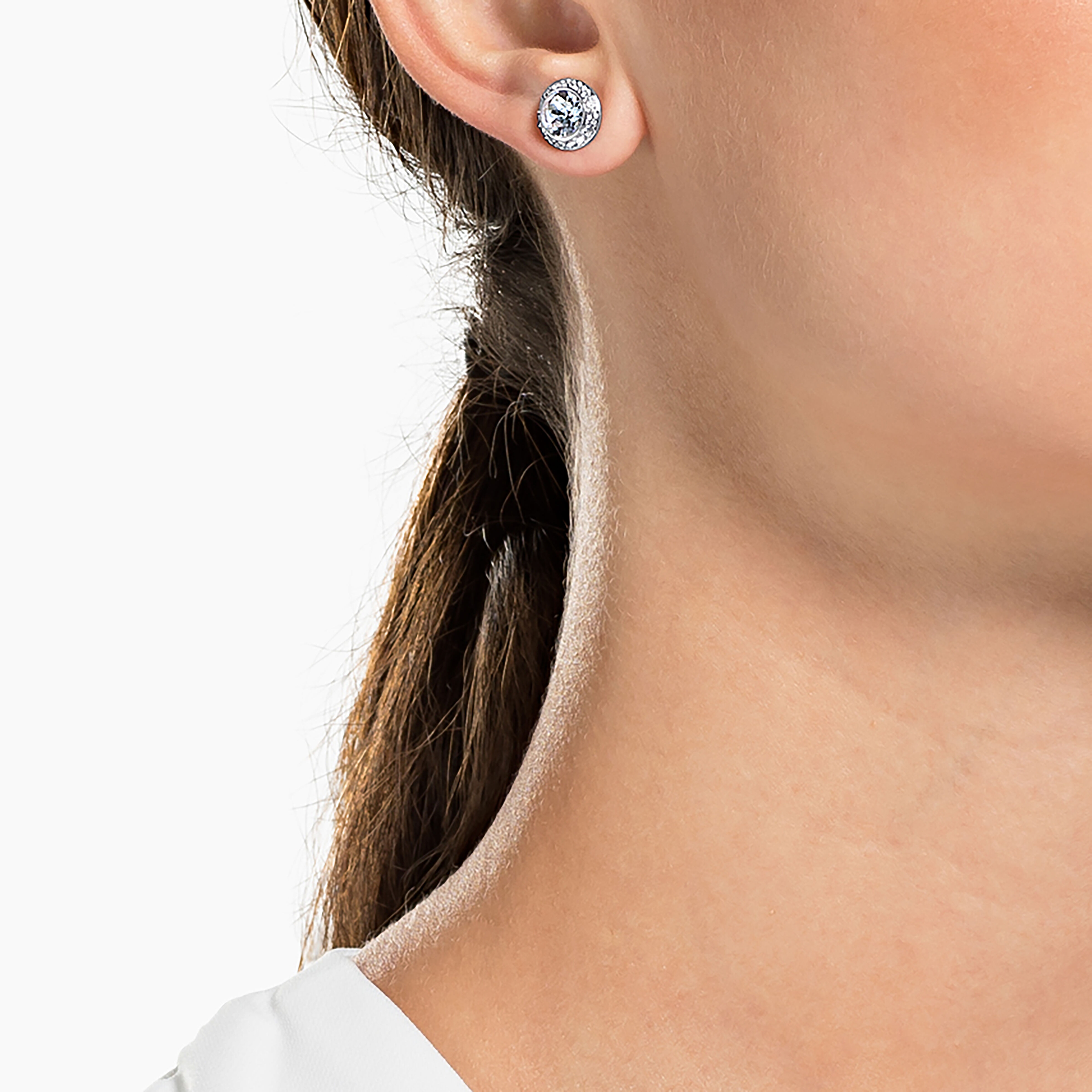 Buy Swarovski Angelic stud earrings Round cut White Rhodium plated