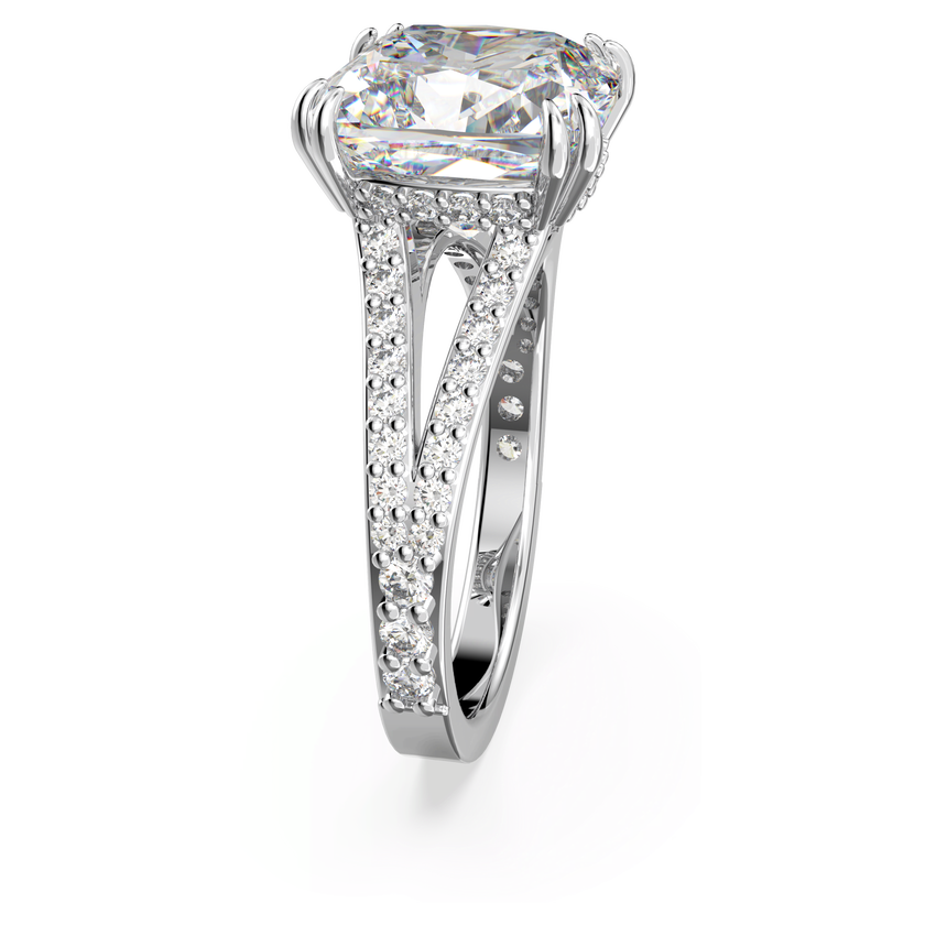 swarovski stilla cocktail ring  square cut  pav   white  rhodium plated