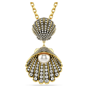 swarovski idyllia necklace  mixed cuts  shell  white  gold tone plated