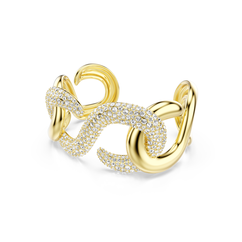swarovski dextera cuff  round cut  white  gold tone plated