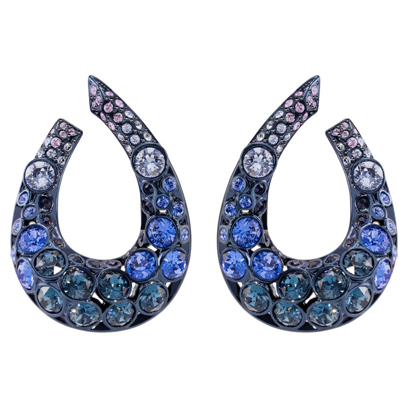 Magnetized Pierced Earrings, Multi-colored, Blue PVD coating