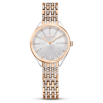 swarovski attract watch swiss made pav crystal bracelet rose gold tone mixed metal finish