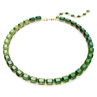 swarovski millenia necklace octagon cut color gradient green gold tone plated