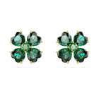swarovski idyllia stud earrings clover green gold tone plated