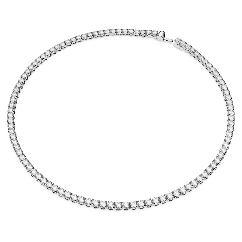 swarovski matrix tennis necklace  round cut  white  rhodium plated