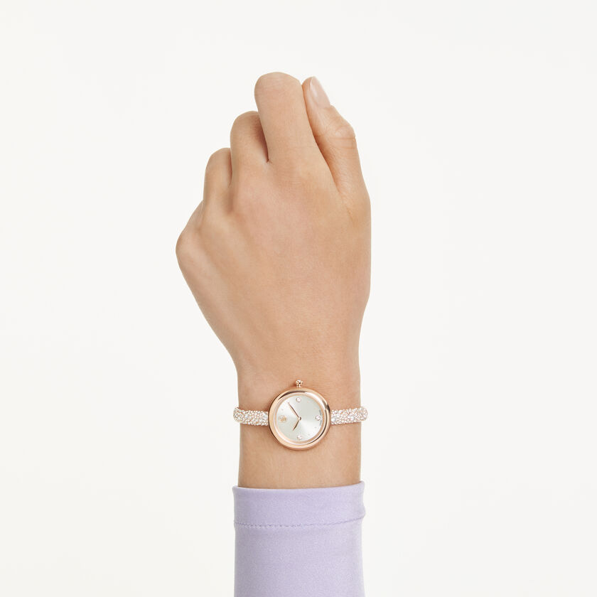 swarovski sublima bangle watch  swiss made  metal bracelet  gold tone  champagne gold tone finish