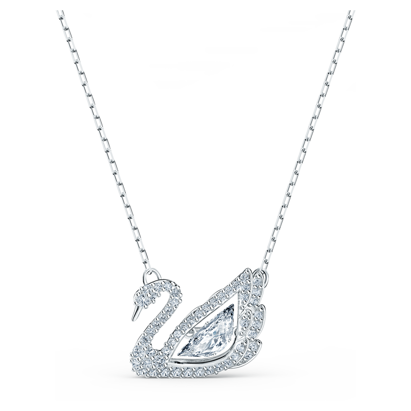 swarovski dancing swan necklace  swan  white  rhodium plated